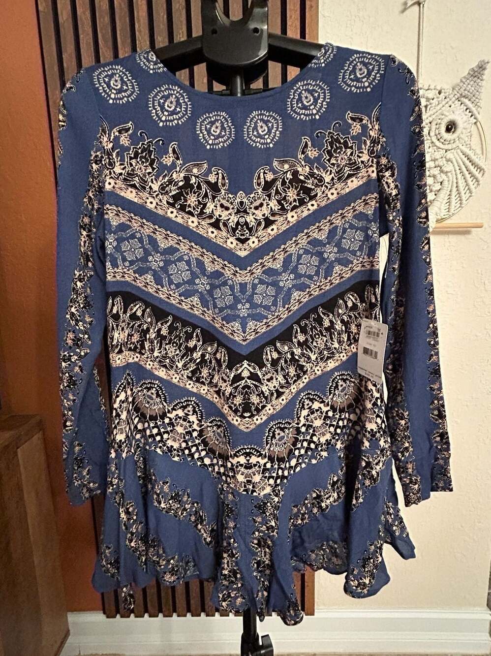 Free People Smooth Talker Tunic Dress Size XS Blue Combo